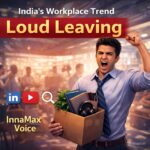 Professional leaving office angrily representing loud leaving workplace trend in India