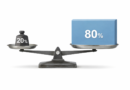 Pareto Principle visual showing 20 percent effort vs 80 percent results using a balance scale