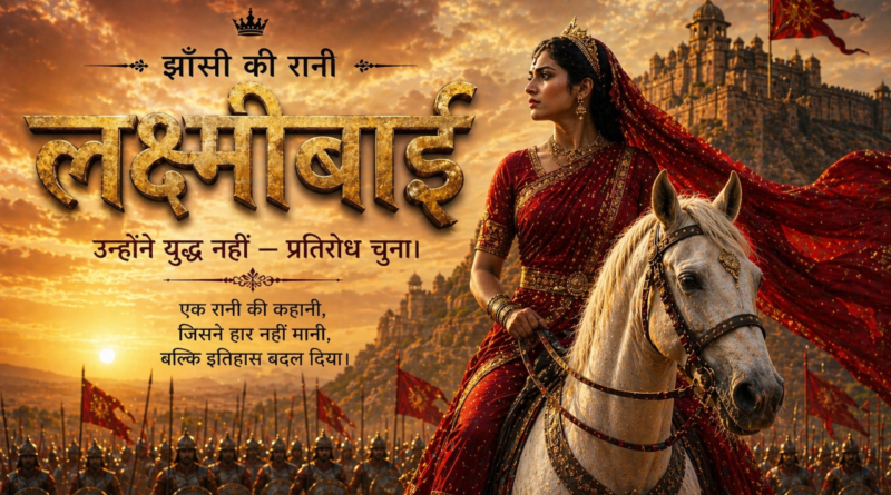 Rani Lakshmibai on horse Jhansi 1857 resistance poster