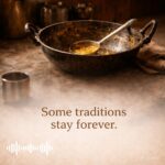 Old kadhai with leftover dal and ladle, representing lasting family traditions