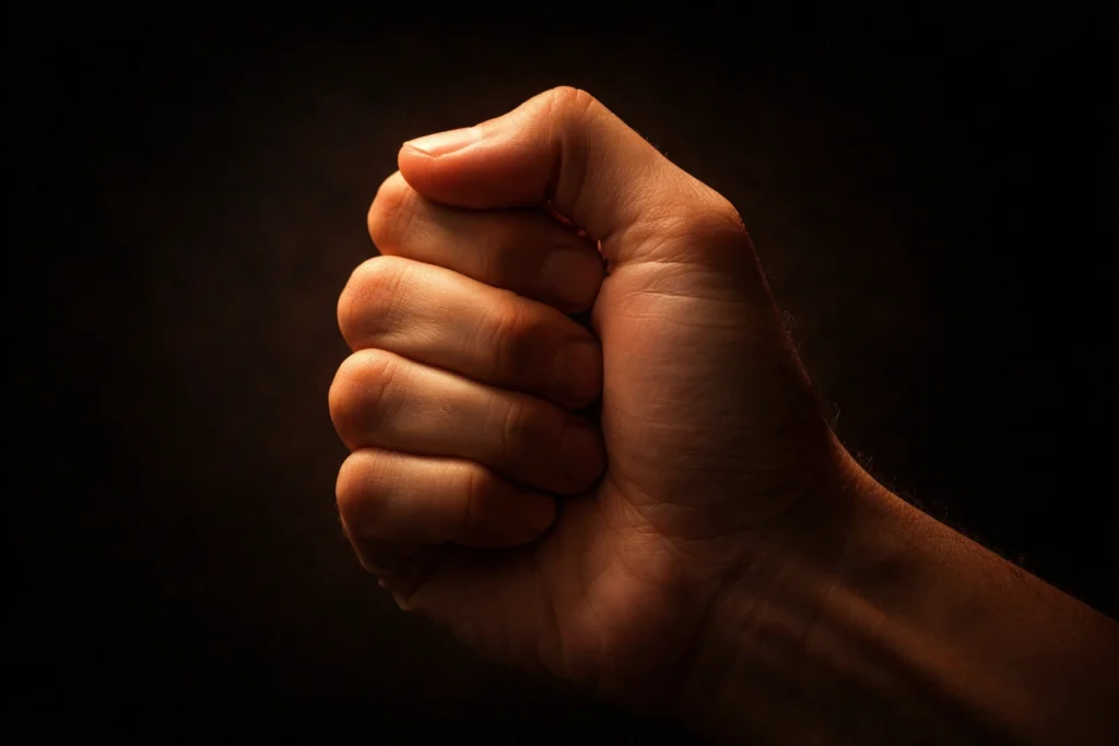 बंद मुट्ठी जो self-control और restraint को दर्शाती है