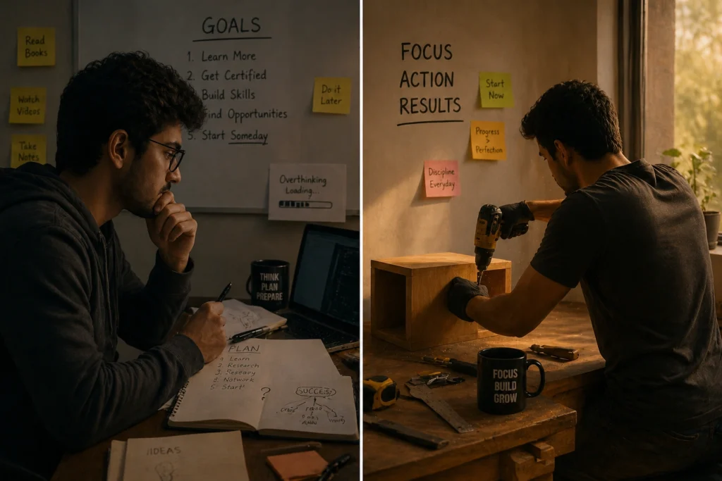 thinking vs action contrast planning vs execution productivity