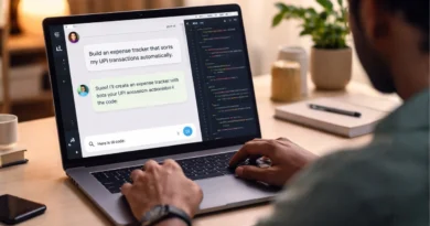 Young Indian professional using AI chat to generate code automatically on laptop