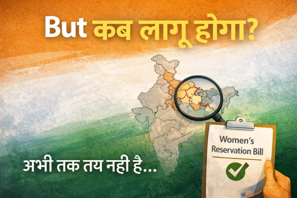 Women reservation India implementation timeline uncertain map and policy visual