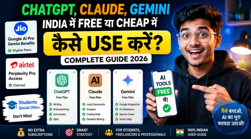 Young Indian user shocked comparing expensive AI subscriptions vs free ChatGPT, Claude and Gemini access