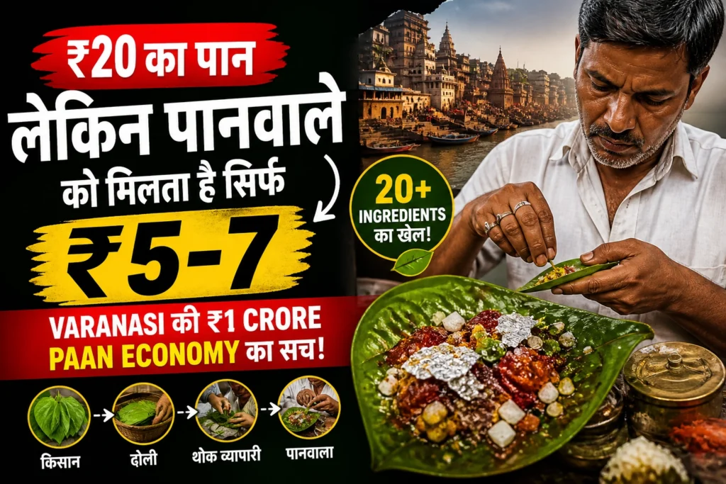₹20 का बनारसी पान और पानवाले की कमाई ₹5–7 — Varanasi paan economy thumbnail