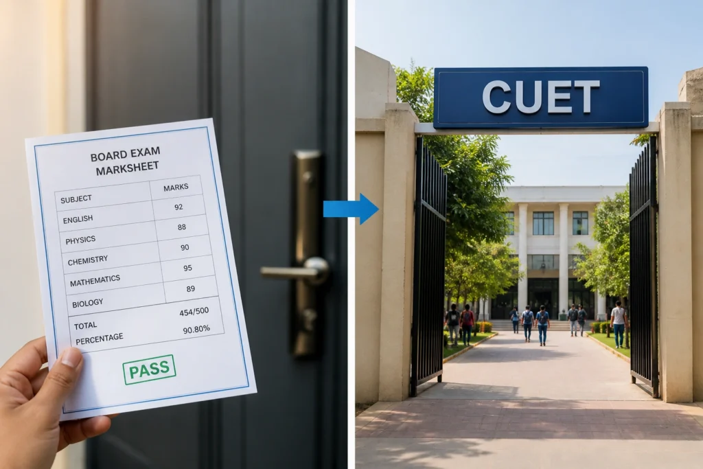 Board marks marksheet and CUET university entry comparison India