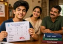CBSE student holding 95 percent marksheet with parents reacting to result 2026