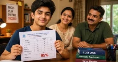 CBSE student holding 95 percent marksheet with parents reacting to result 2026