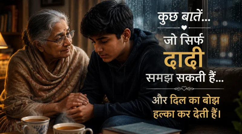 बारिश की शाम में दादी अपने उदास grandson को emotional support देती हुई