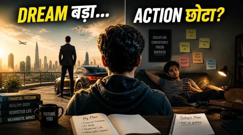 dream vs action gap showing big dreams but small daily habits