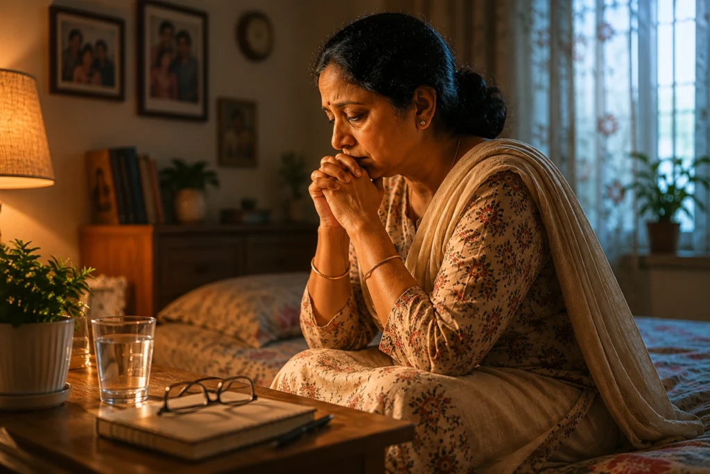 Indian mother feeling emotionally disconnected while family members stay busy on phones
