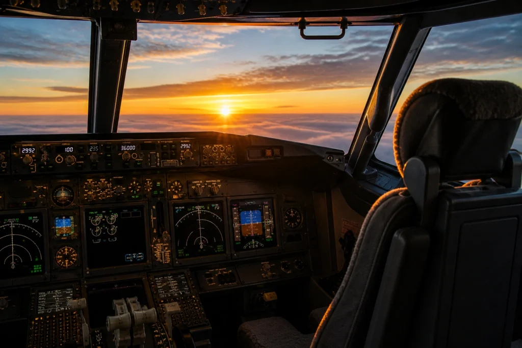 empty cockpit sunrise aviation career journey pilot future India