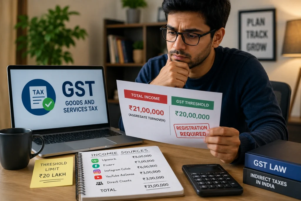 freelancer checking GST registration threshold in India