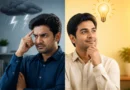Person thinking with two contrasting perspectives of suspicion and clarity