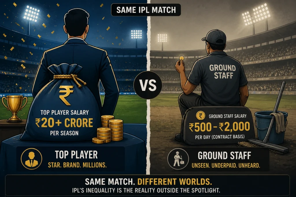 IPL salary comparison between top player and ground staff worker