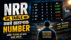 IPL NRR scoreboard illustration showing playoff qualification pressure