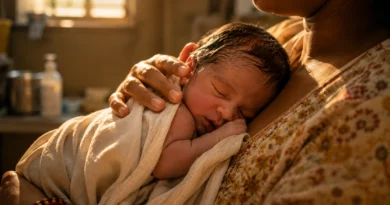 Kangaroo Mother Care — Premature Baby के लिए माँ की गोद क्यों ज़रूरी है Mother holding newborn baby in skin-to-skin care position for Kangaroo Mother Care awareness
