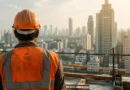 India construction worker city skyline dignity labour