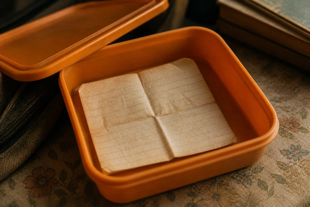 folded handwritten note inside lunchbox nostalgic indian story