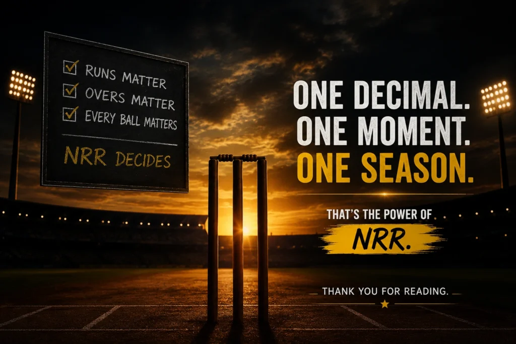 Editorial cricket illustration symbolizing how one decimal can change an IPL season