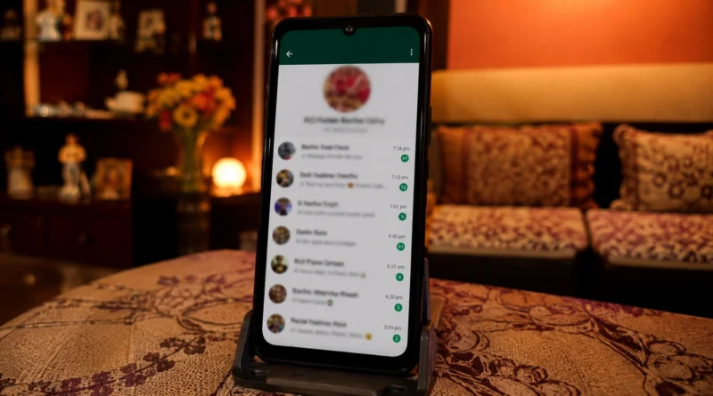 Indian family wedding WhatsApp group on smartphone screen with unread messages