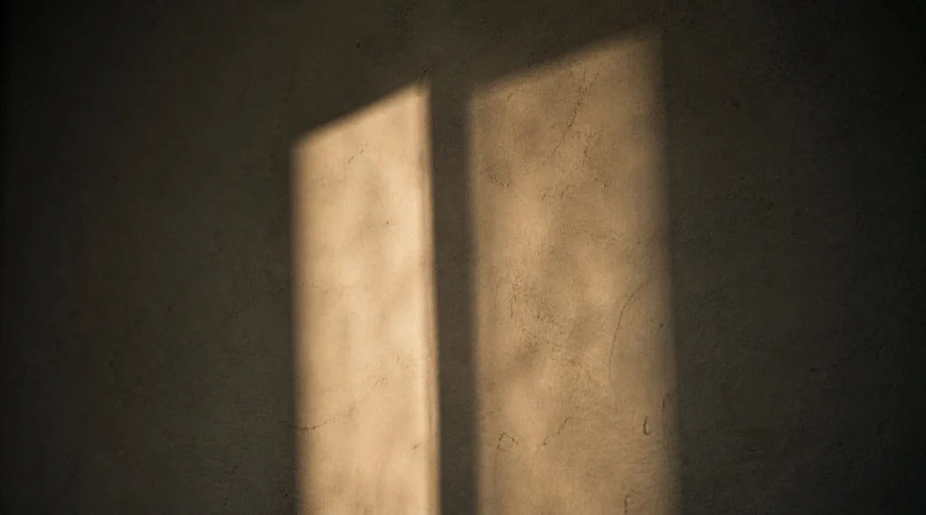 two soft shadows on wall barely touching in diffused light representing emotional distance
