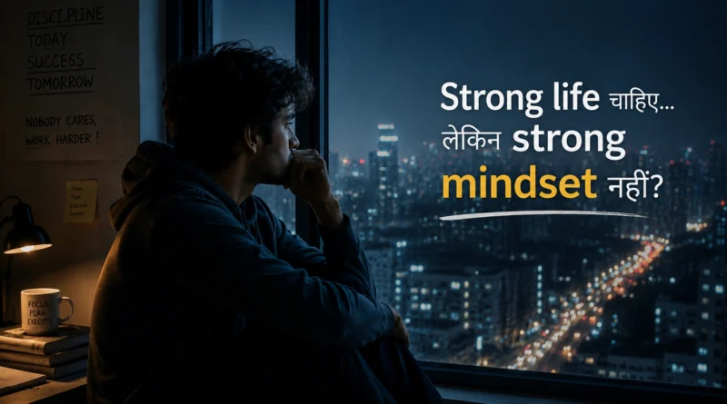 Young man thinking quietly near window while struggling with weak mindset and strong life pressure