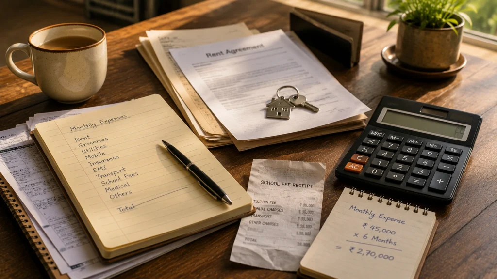 Calculating monthly family expenses and emergency fund needs