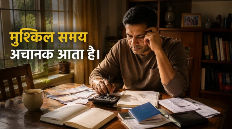 Indian parent planning family finances and emergency savings at home