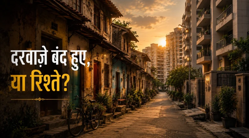 Traditional Indian mohalla transitioning into modern apartment living, symbolizing changing neighbourhood culture in India