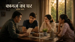 कागज़ का घर के अंतिम भाग में वर्षों बाद साथ बैठे परिवार का भावनात्मक दृश्य