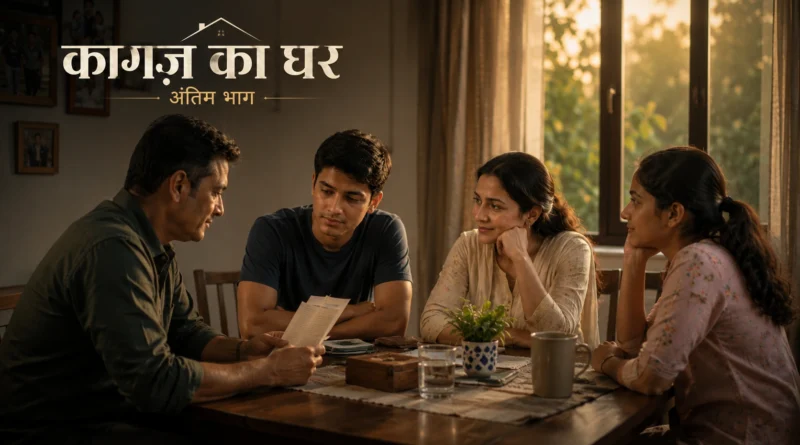 कागज़ का घर के अंतिम भाग में वर्षों बाद साथ बैठे परिवार का भावनात्मक दृश्य