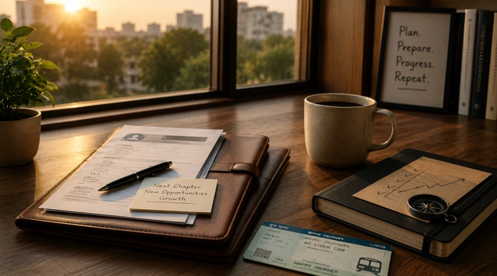 Resume portfolio and notebook symbolizing the next career opportunity and professional growth