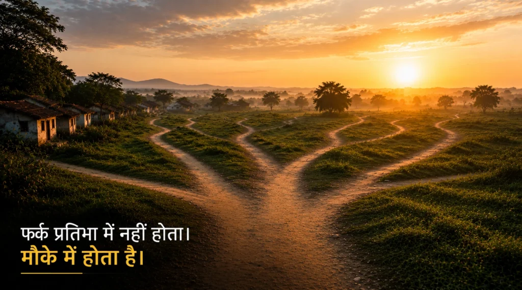 सूर्योदय के समय कई दिशाओं में जाती ग्रामीण सड़कें