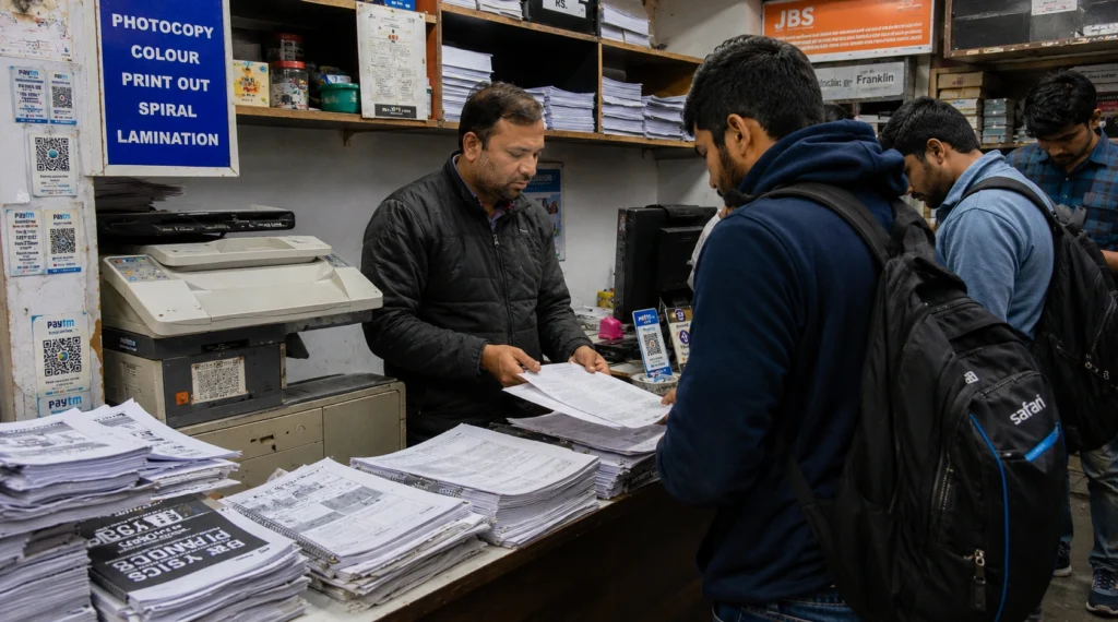 Photocopy and stationery shop serving coaching students