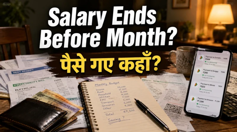 Monthly bills, UPI payments and household expenses showing why salary ends before month for many middle-class families.