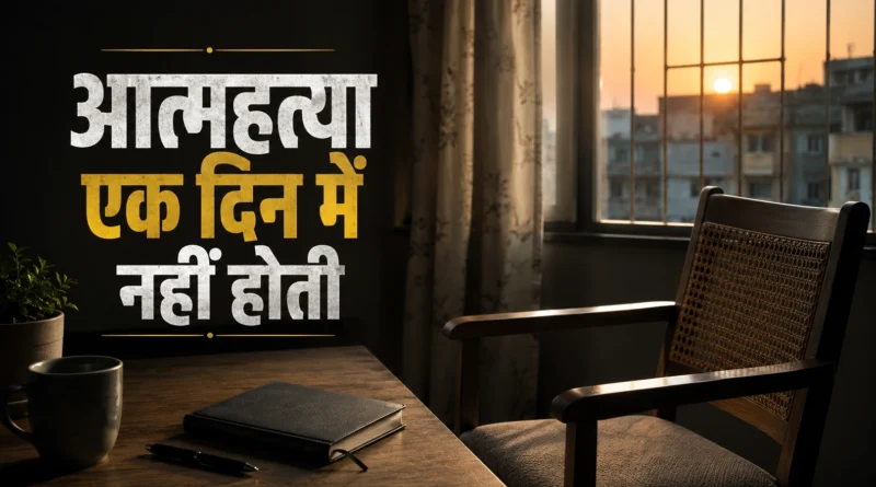 Suicide warning signs feature image showing an empty chair beside a window in an Indian home