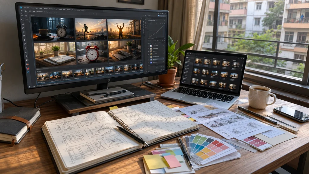 Professional thumbnail design workflow for YouTube creators