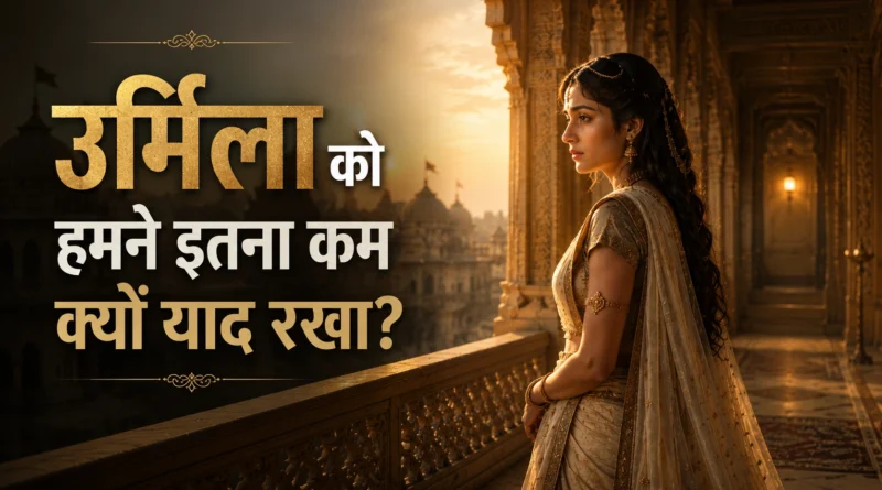Urmila standing alone in a palace corridor after Lakshmana leaves for exile