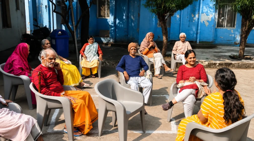 समुदाय और वरिष्ठ नागरिकों के साथ संवाद करती हुई VijayLaxmi Singh