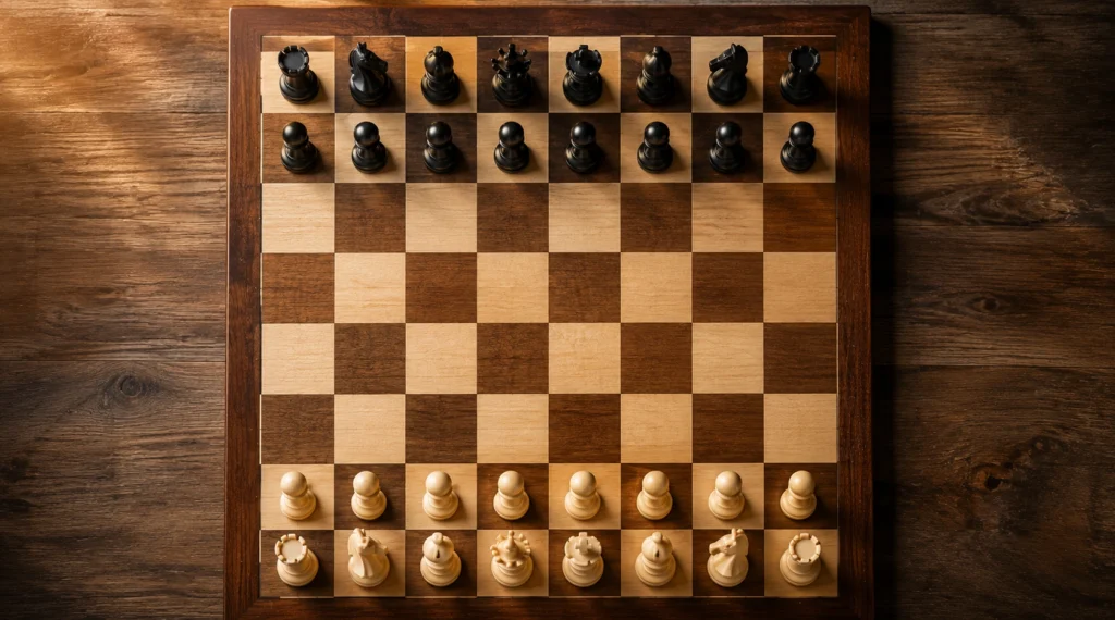 Standard Chess board setup for beginners before the first move