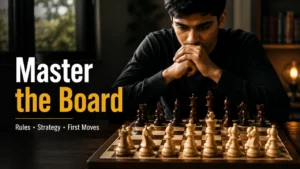 Chess Rules for Beginners with a player preparing for the first move