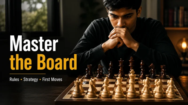 Chess Rules for Beginners with a player preparing for the first move