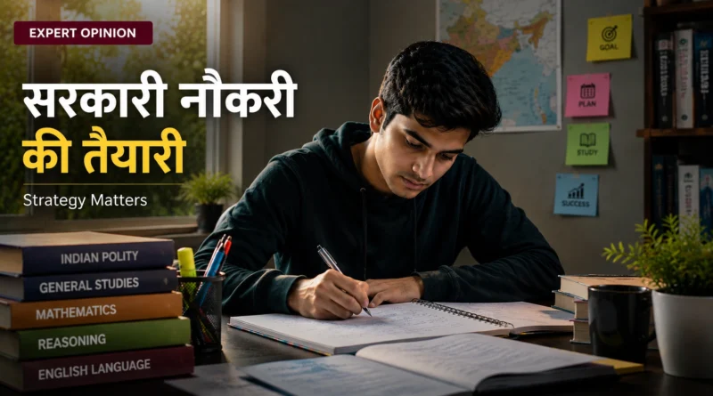 Young Indian government job aspirant preparing with a strategy-first approach for competitive exams