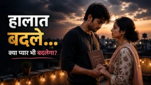 Job Loss Love Story showing an Indian couple sharing hope during difficult times before marriage.