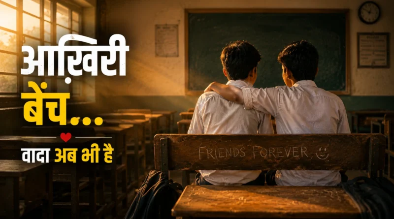 पुरानी स्कूल क्लास में आख़िरी बेंच पर मिलते दो पुराने दोस्त