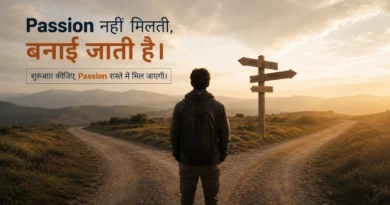 Person standing at a crossroads representing the search for purpose before passion