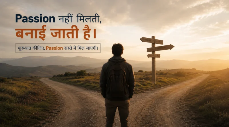 Person standing at a crossroads representing the search for purpose before passion