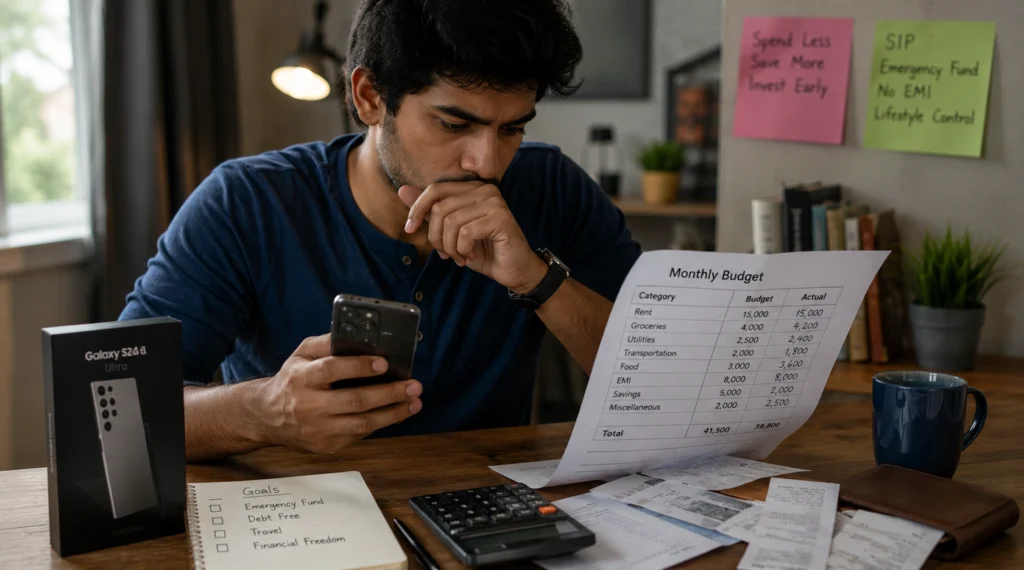 Two Indian professionals at different life stages reviewing investment plans, symbolizing the long-term benefits of starting early.